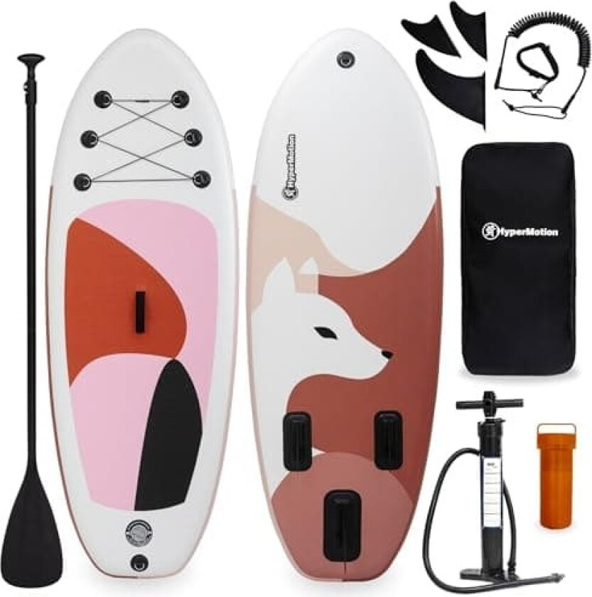 HyperMotion oppblåsbart SUP-brett for barn, 15 cm tykt, Paddleboard, Stand Up Paddle Set: Brett, Justerbar padle, Pumpe, Bånd, Vanntett ryggsekk