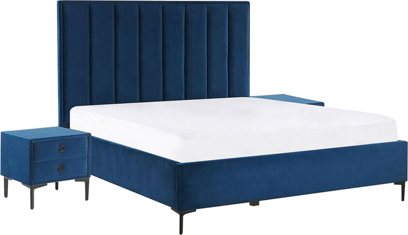 Sovrumsset Dobbeltseng 140x200 cm marineblå SEZANNE - Blå