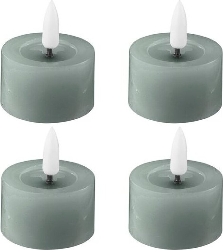 LED telys 4,5x2,5 cm 4 stk sage