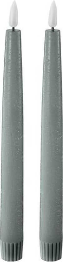 LED kronelys 2,2x22 cm 2 stk sage