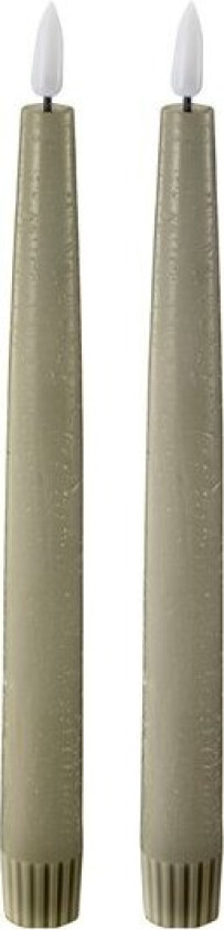 LED kronelys 2,2x22 cm 2 stk green leaf