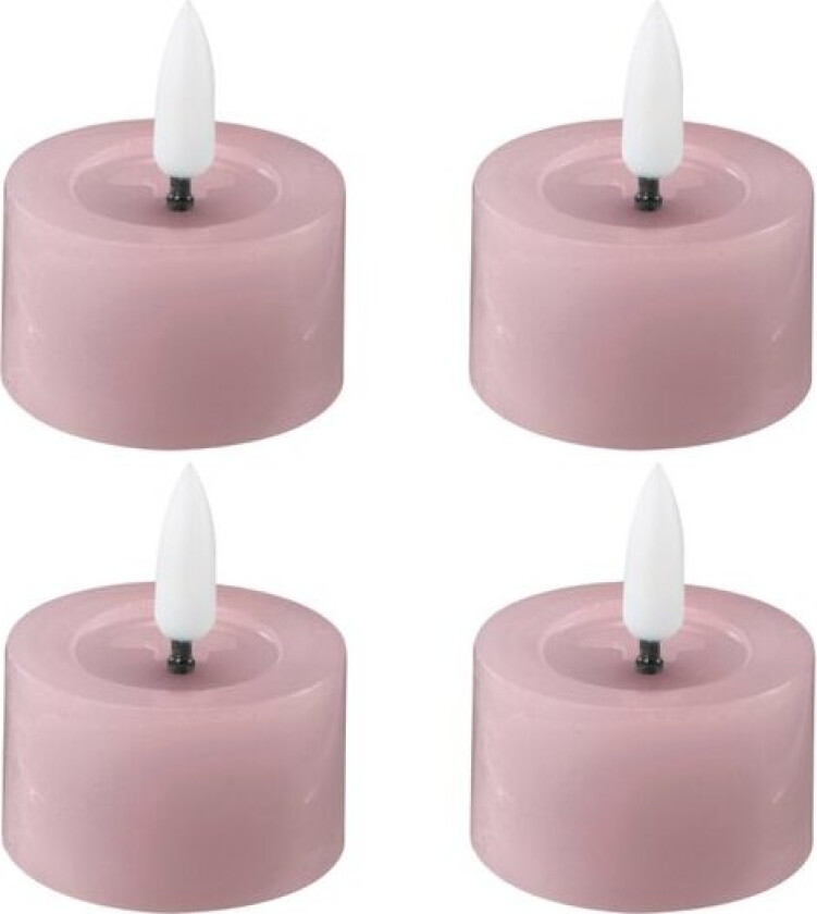 LED telys 4,5x2,5 cm 4 stk pastel rose