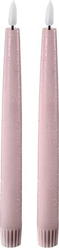 LED kronelys 2,2x22 cm 2 stk pastel rose