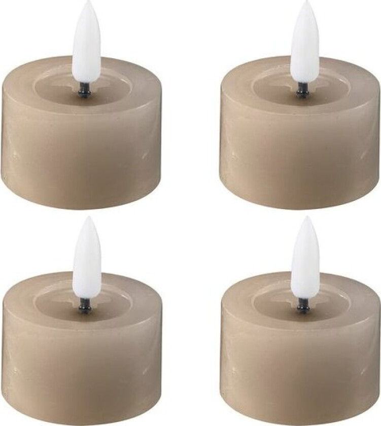 LED telys 4,5x2,5 cm 4 stk taupe