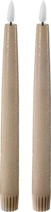 LED kronelys 2,2x22 cm 2 stk taupe