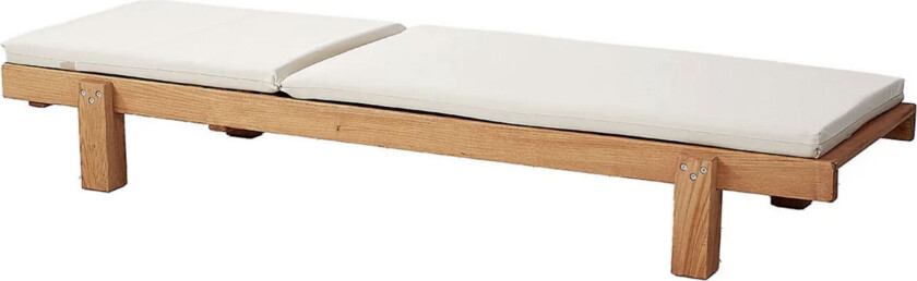 MYA01 Solseng for utendørs bruk, med kremfarget pute - naturlig tre (180x59)