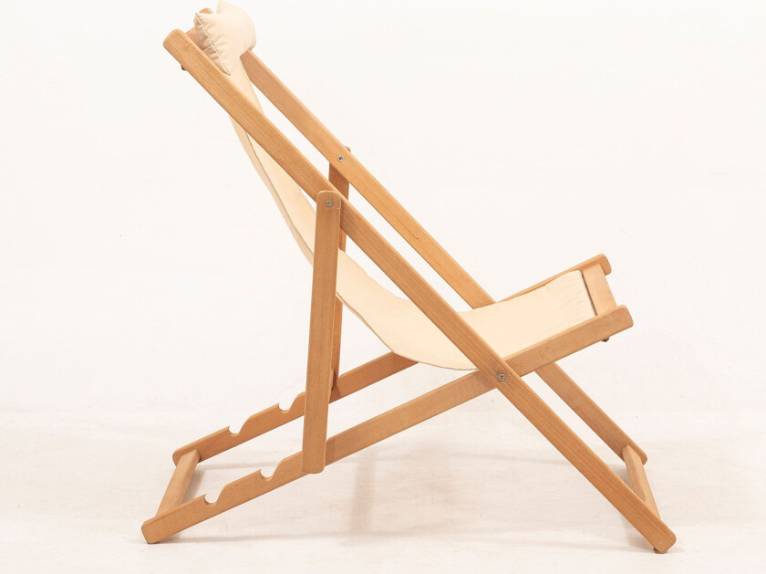 MYN04 uteservering, m. kremfarget stoff, justerbar ryggstøtte - naturlig bøketre