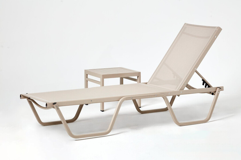 Asos Sett med solstol og sidebord (2 stk), beige