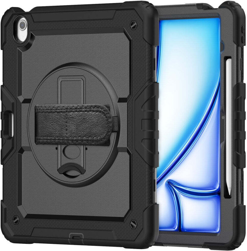 iPad Air 13" (2025 / 2024) Hybriddeksel med Innebygd Skjermbeskytter - Kickstand - Skulderstropp - Svart