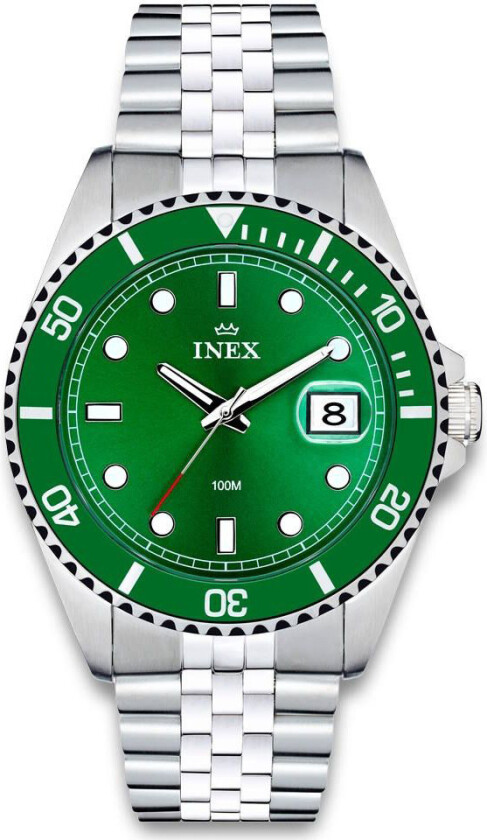 Inex Mens Sports 42mm A76226S12P - Kvarts - Sølv - Herreklokker - Rustfritt stål - ledd m/pin - Mineral