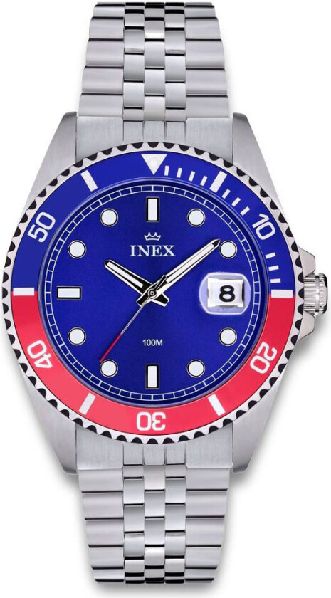 Inex Mens Sports 42mm A76226-S8P - Kvarts - Sølv - Herreklokker - Rustfritt stål - ledd m/pin - Mineral