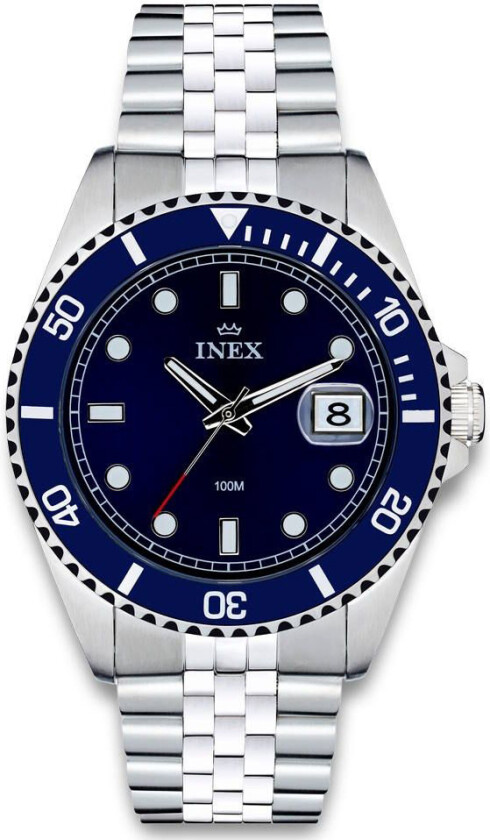 Inex Mens Sports 42mm A76226S8P - Kvarts - Sølv - Herreklokker - Rustfritt stål - ledd m/pin - Mineral