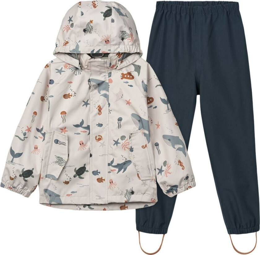 Pedia Rainwear Set Pedia Regntøy-sett Sea Creature / Sandy | Grå | 128 cm