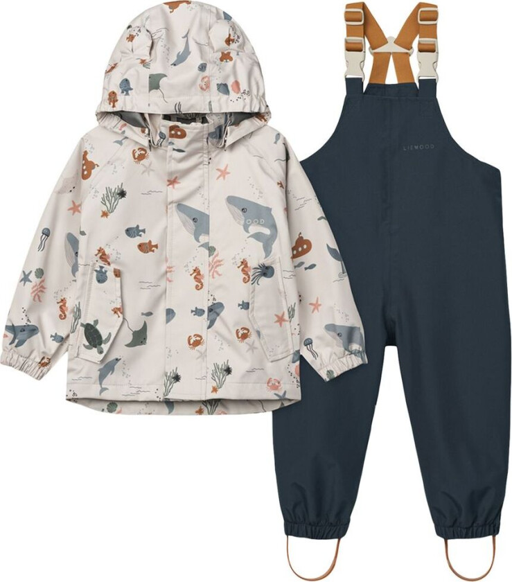 Manu Rainwear Set Manu Regntøy-sett Sea Creature / Sandy | Grå | 104 cm