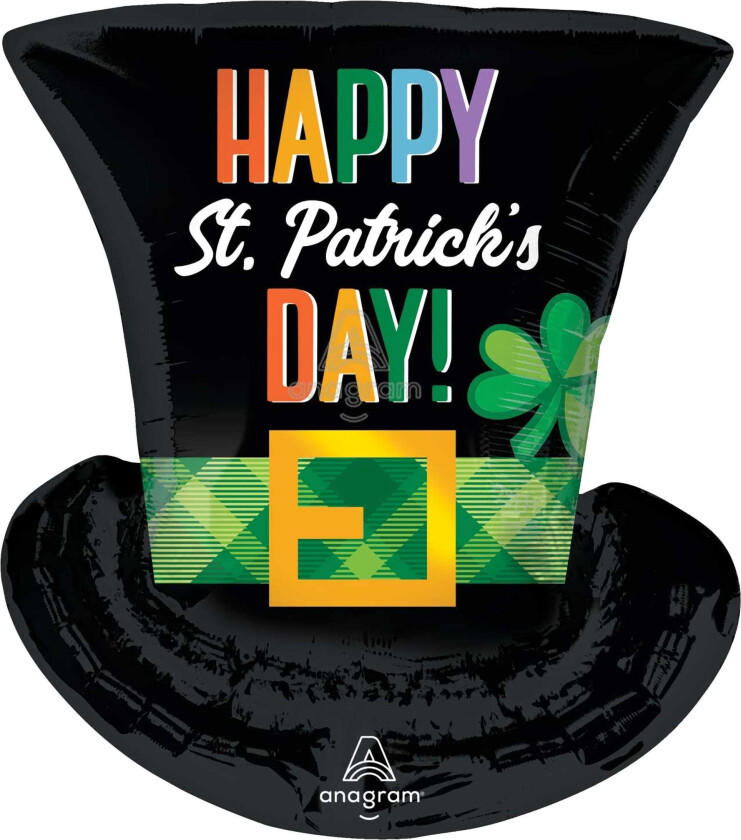 Folieballong Happy St. Patrick's Day Hatt Shape