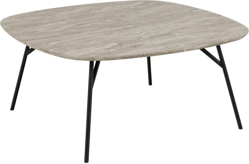 ACT NORDIC Caracas salongbord, firkantet - grå marmorplate og matt sort stål (90x90)