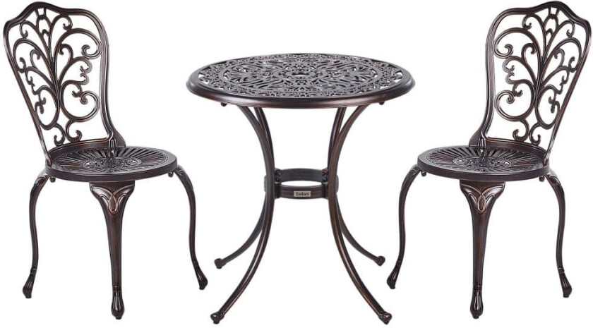 Bistrosett Metall Brunt Bord og Stoler Vintage stil til Utendørs bruk