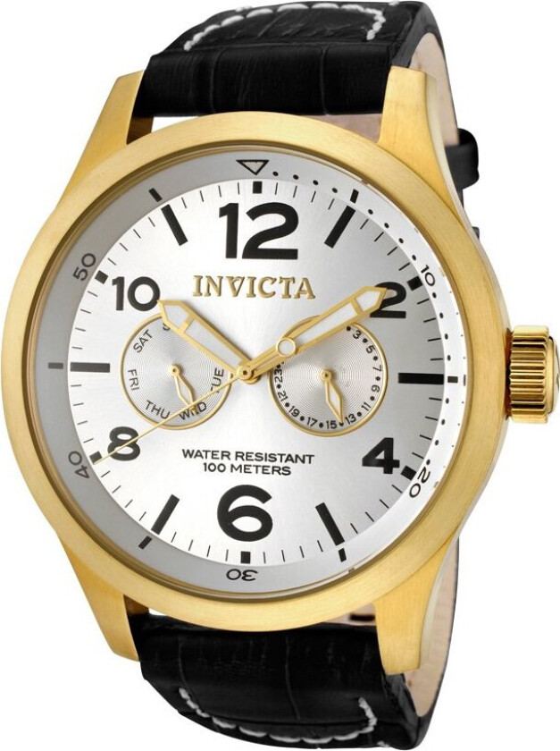 Herreklokke 12172 Specialty Sølvfarget/Lær Ø48 mm