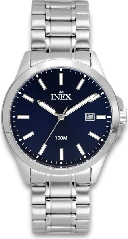Inex Mens Classic 39mm A69538S8I - Kvarts - Sølv - Herreklokker - Rustfritt stål - ledd m/pin - Mineral