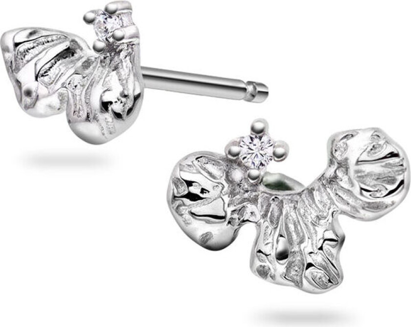 Shapes by Gulldia, Petal øredobber i rhodinert 925 sølv med zirkonia