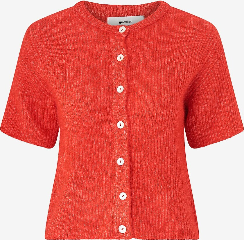 Kardigan Short Sleeve Knitted Cardigan - Rød