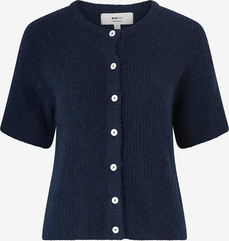 Kardigan Short Sleeve Knitted Cardigan - Blå