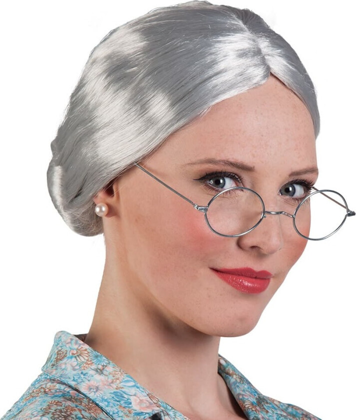 Grå bestemor parykk