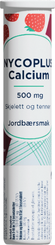 Bilde av Calcium 500 mg, Jordbær, 20 brusetabletter