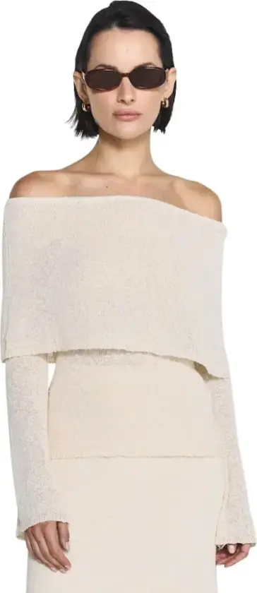 Dame, Strikkevarer, Beige, M
