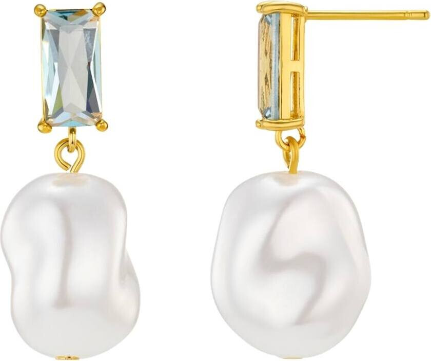 Baguette & Pearl Drop Earrings