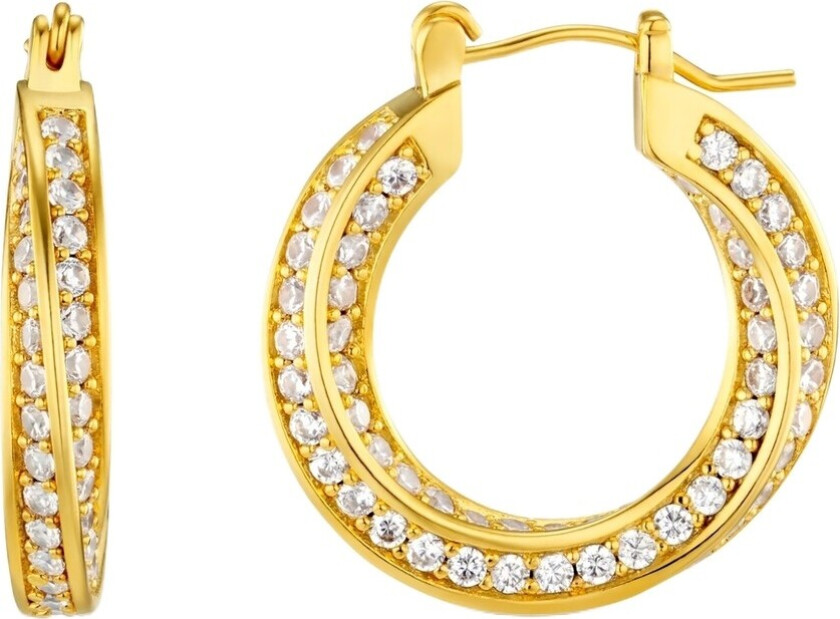 Pave Intwinned Mid Size Hoops