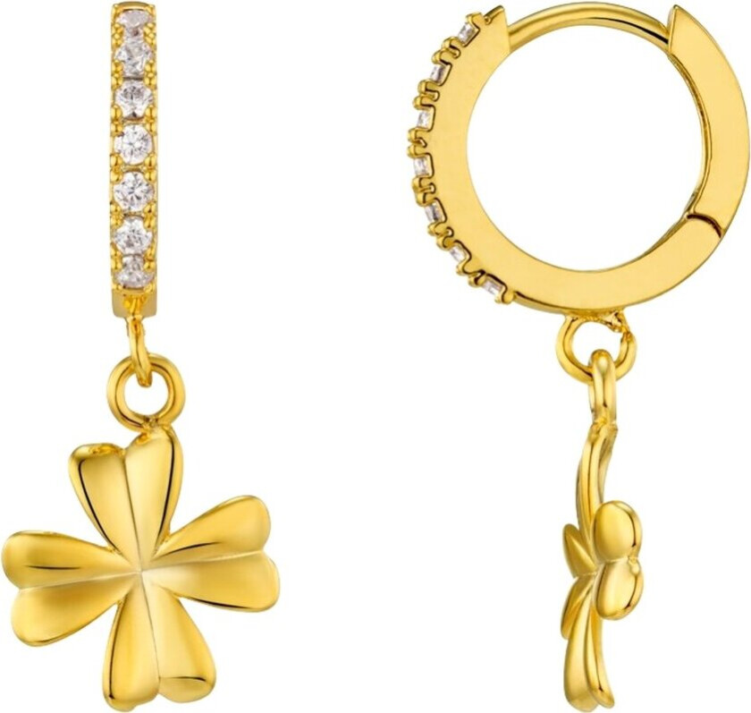 Lucky Clover Charm Pave Hoops