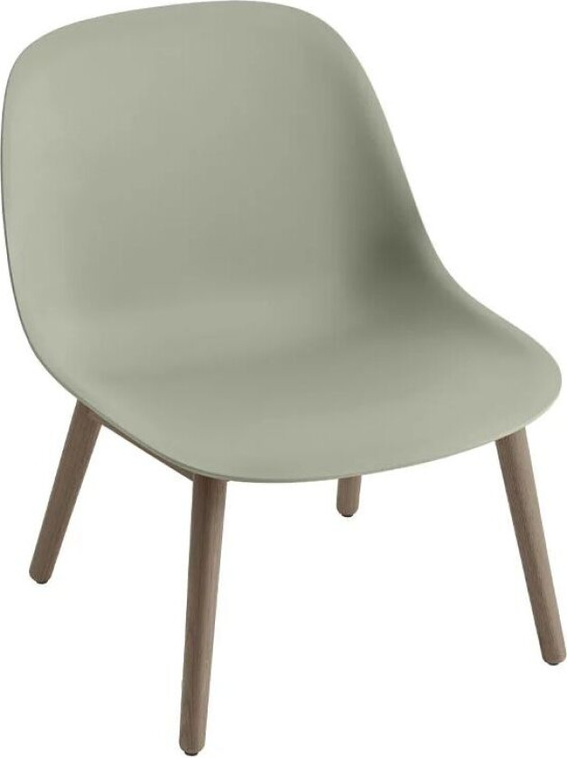 Fiber loungestol wood base dusty green, mørkebrunbeisede ben