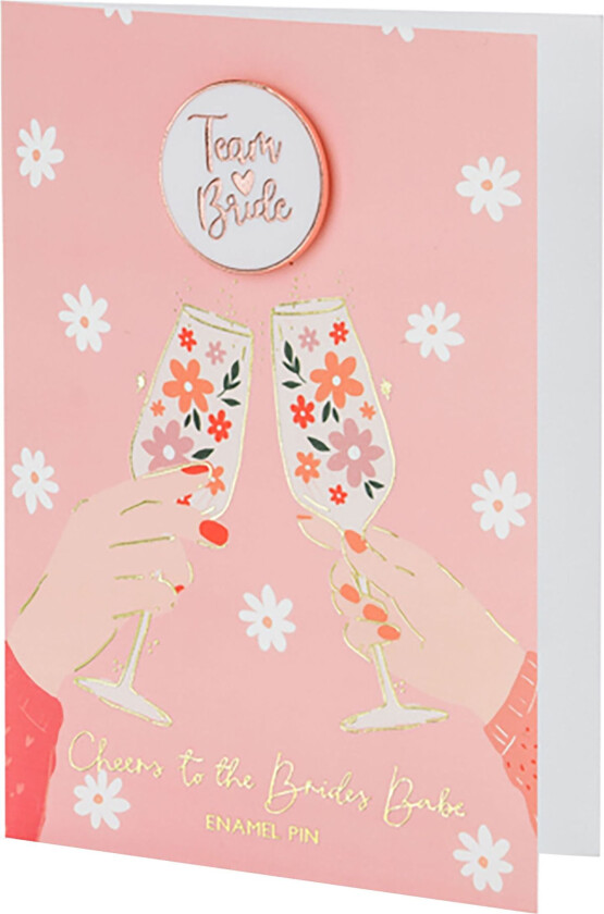 Gratulasjonskort med Pin Team Bride Rosa