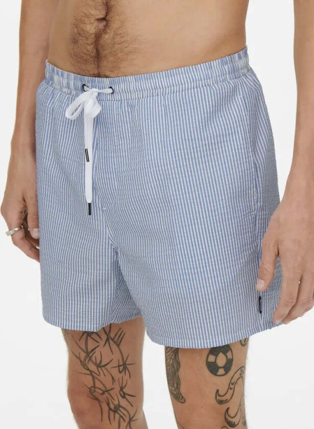 Ted Stripe Badeshorts Seersucker - Quiet Harbor - M