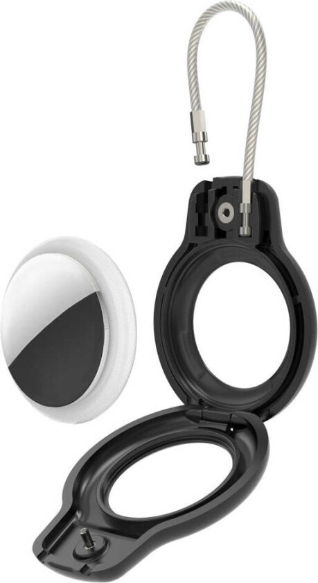 Hard Plast AirTag Deksel m. Karabinkrok - Svart