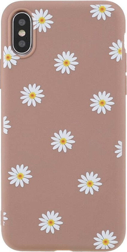 iPhone XS Fleksibelt Plast Deksel - Brun / Blomster