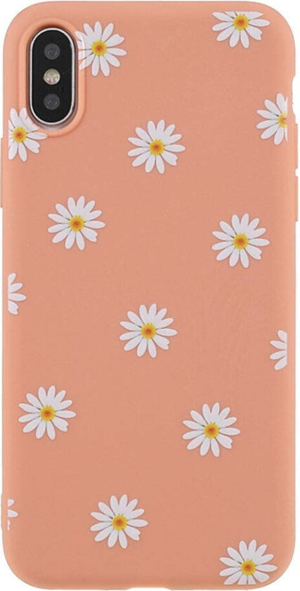 iPhone XS Fleksibelt Plast Deksel - Oransje / Blomster