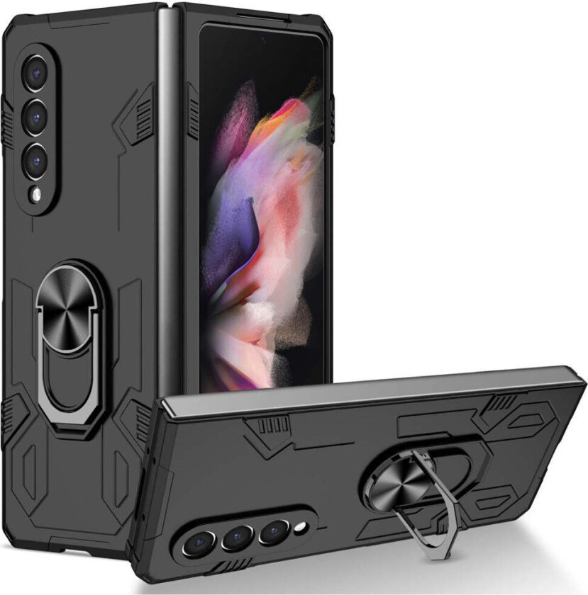 Samsung Galaxy Z Fold3 (5G) Håndverker Deksel med Kickstand - Svart