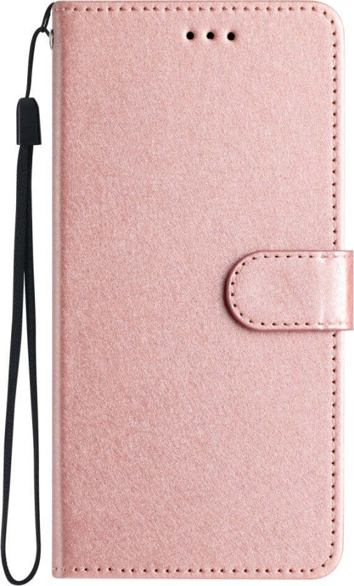 iPhone 12 Pro Max Deksel i Kunstskinn med Lommebok & Stropp - Rose Gold