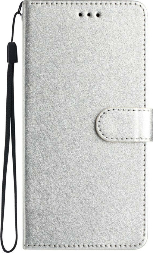 iPhone 12 Pro Max Deksel i Kunstskinn med Lommebok & Stropp - Sølv