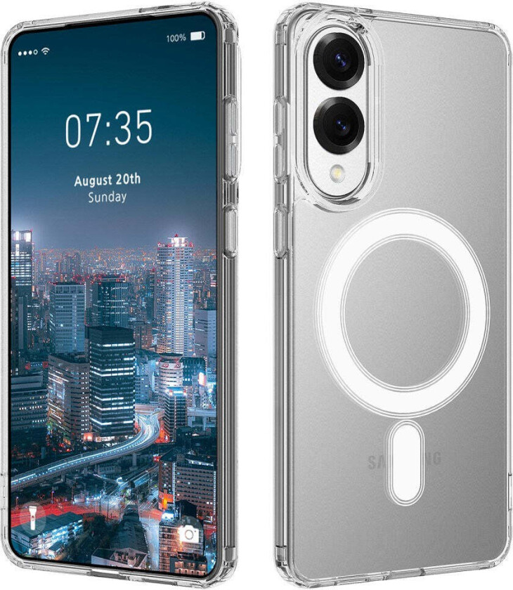 Samsung Galaxy S25 Edge Hybrid Plast Deksel - MagSafe Kompatibel - Gjennomsiktig / Hvit