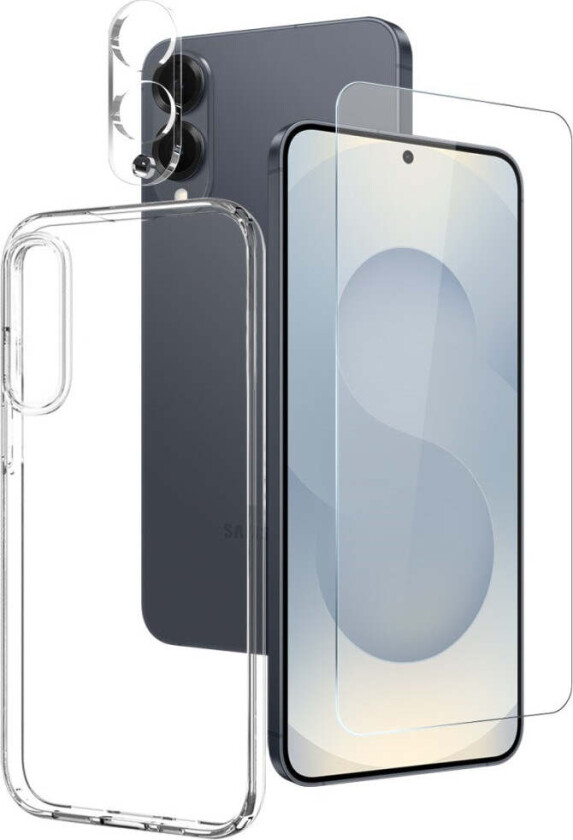 Samsung Galaxy S25 Edge 3-i-1 Beskyttelsessett med Deksel - Skjermbeskyttelse - Kameralinsebeskyttelse - Gjennomsiktig