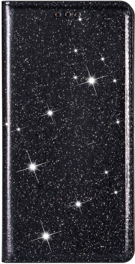 Samsung Galaxy S25 Edge Kunstskinn Flip Deksel med Lommebok og - Glitter - Svart