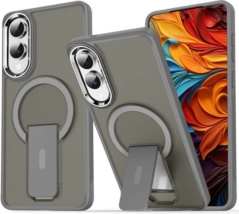 Samsung Galaxy S25 Edge Hybrid Deksel med Stativfunksjon - MagSafe Kompatibel - Grå