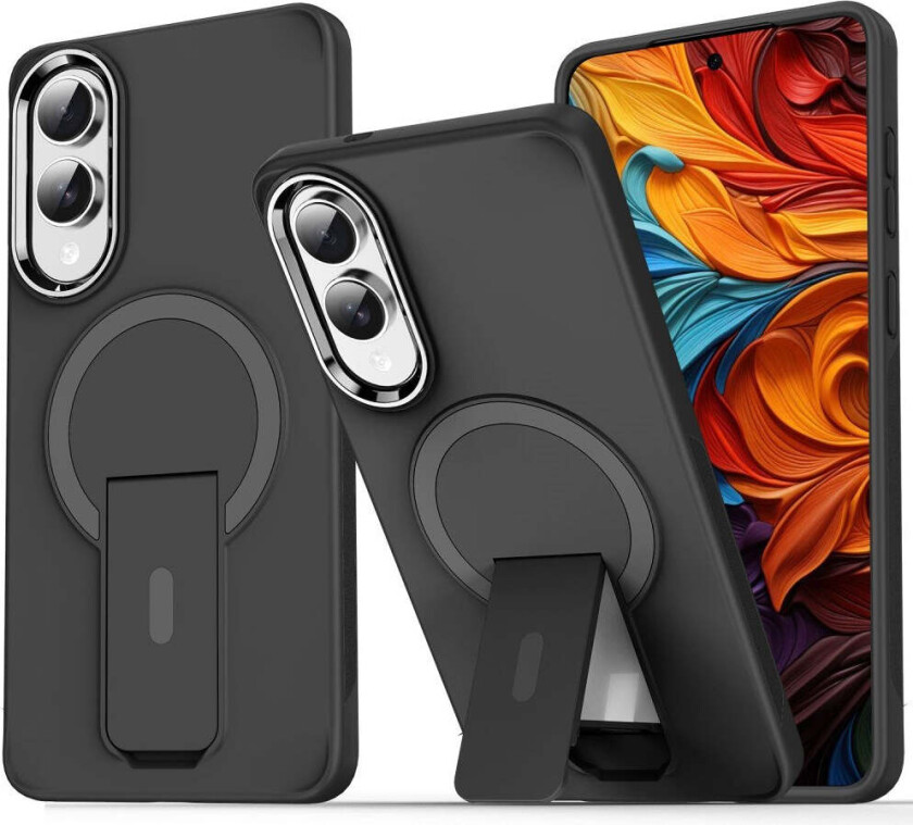 Samsung Galaxy S25 Edge Hybrid Deksel med Stativfunksjon - MagSafe Kompatibel - Svart