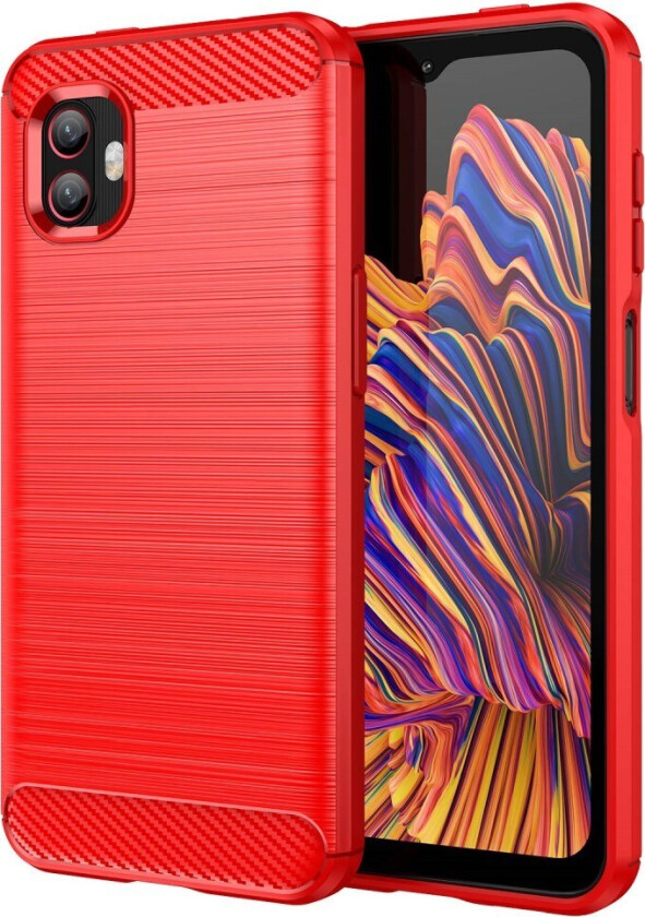 Samsung Galaxy Xcover 6 Pro Brushed Carbon Deksel - Rød