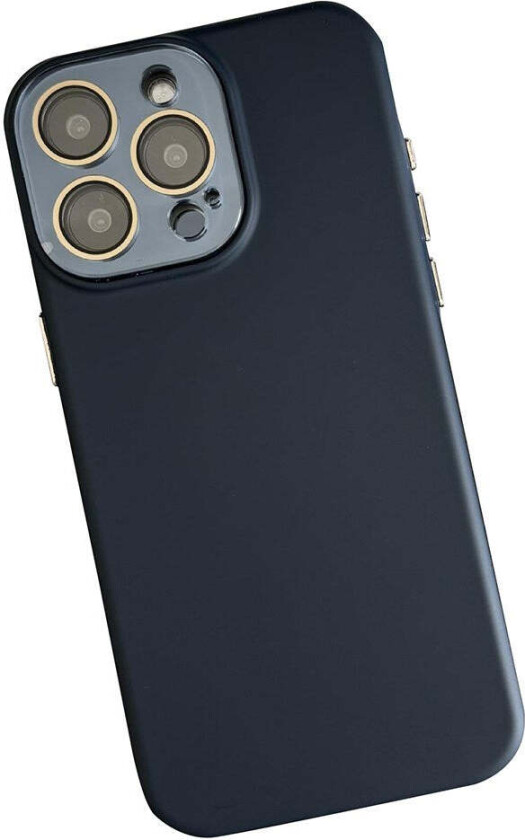 iPhone 14 Pro Silikon Deksel med Innebygd Kamerabeskyttelse - Mørk Blå