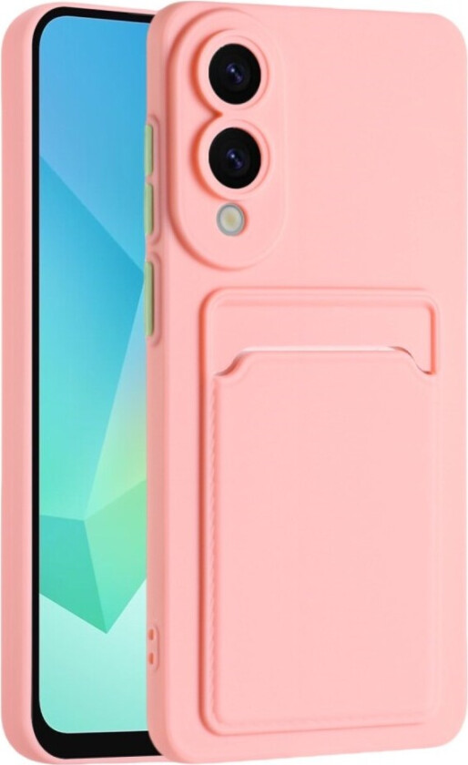 Samsung Galaxy S25 Edge Fleksibelt Plast Deksel med Kortholder - Rosa