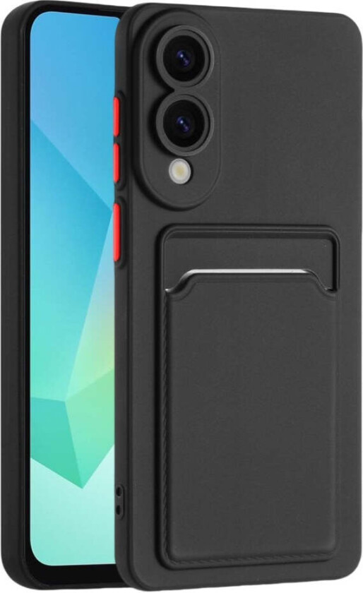 Samsung Galaxy S25 Edge Fleksibelt Plast Deksel med Kortholder - Svart